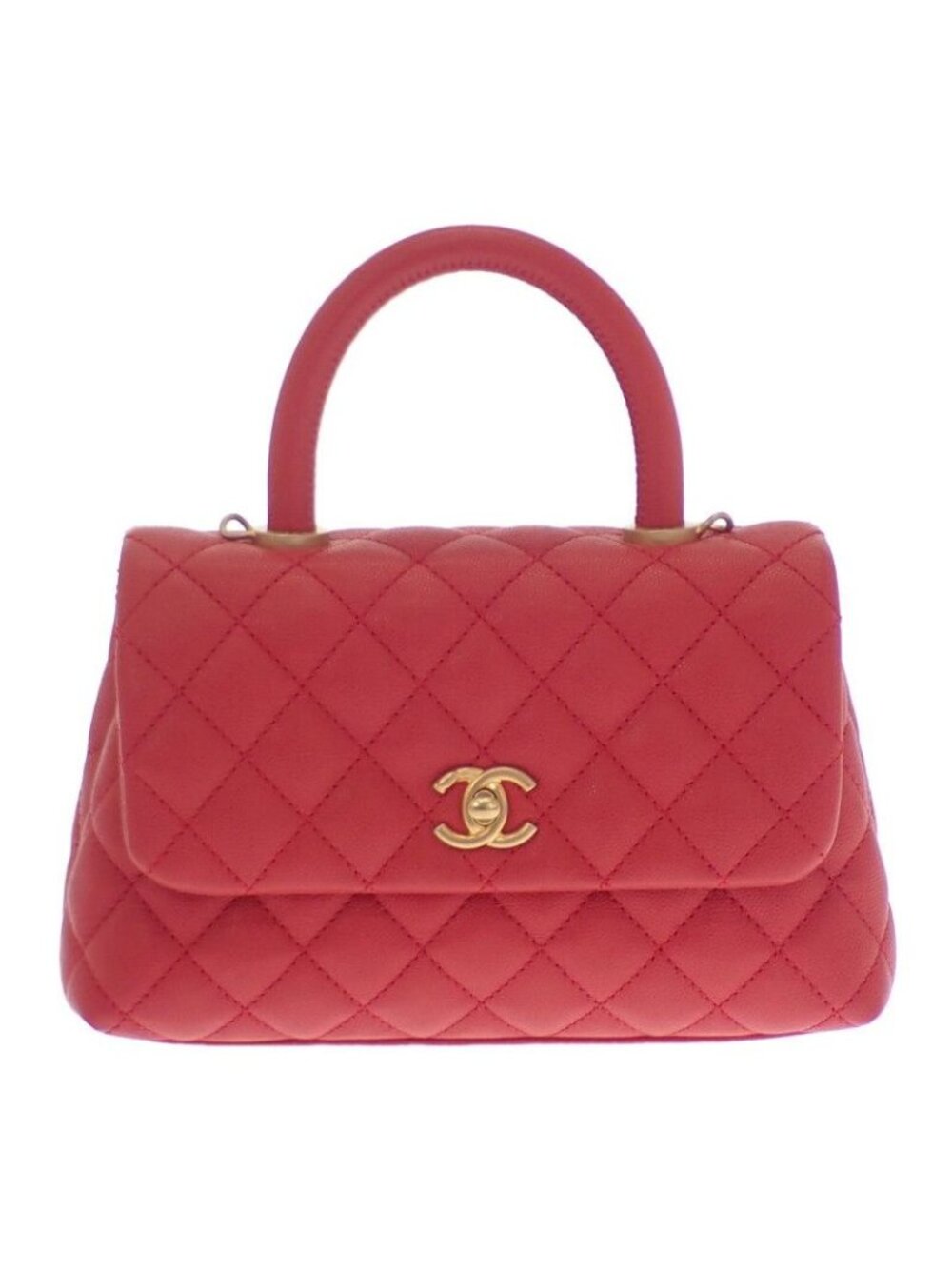 Chanel Coco Handle XS Shoulder Bag Caviar Leather Red Gold